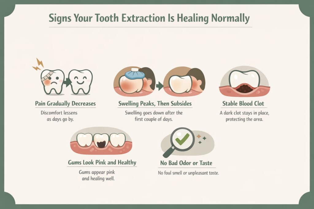 signs your tooth extraction healing normally