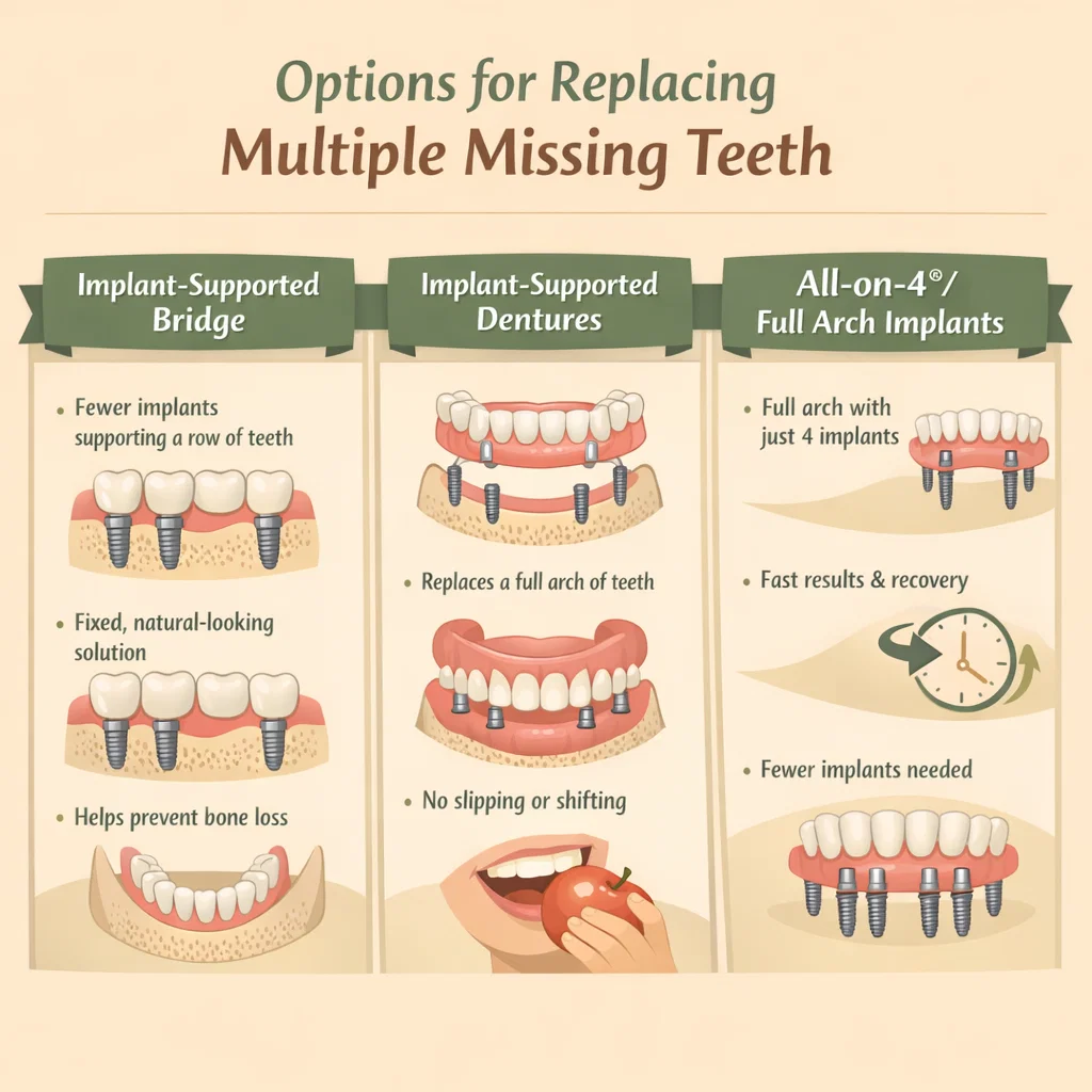 options for replacing multiple missing teeth
