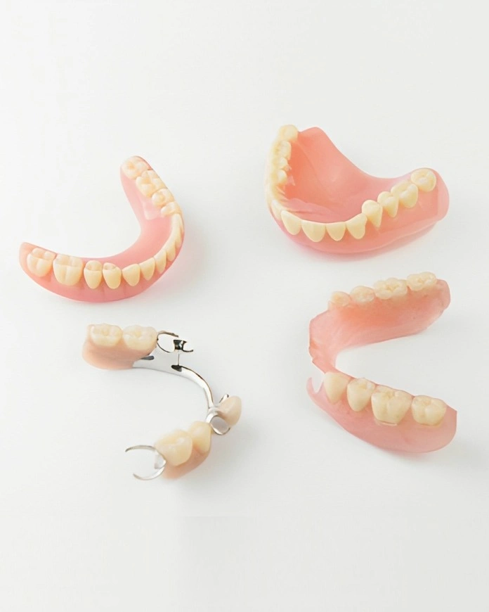 various types of dentures including partial and full sets on display in alexandria