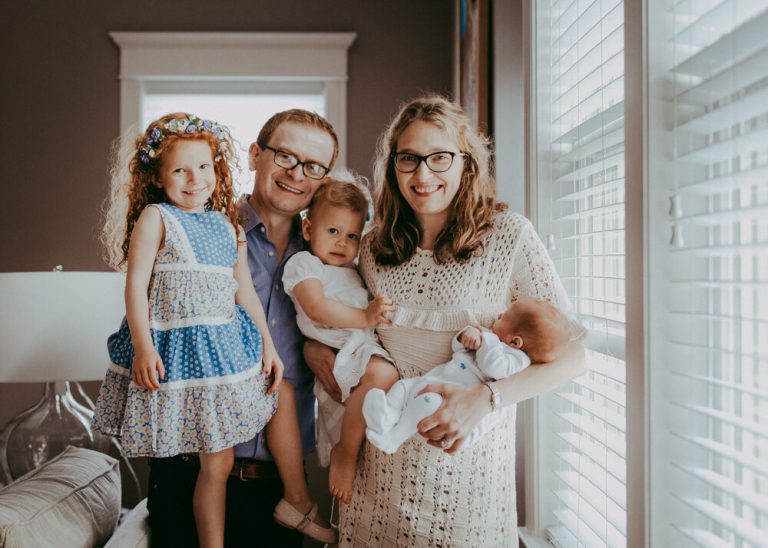 Dr. Peter Brzoza, dentist in Peabody, with his wife and three children