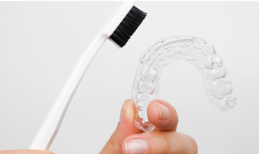 Clear aligner treatment results showing straighter smile transformation in Plant City patient