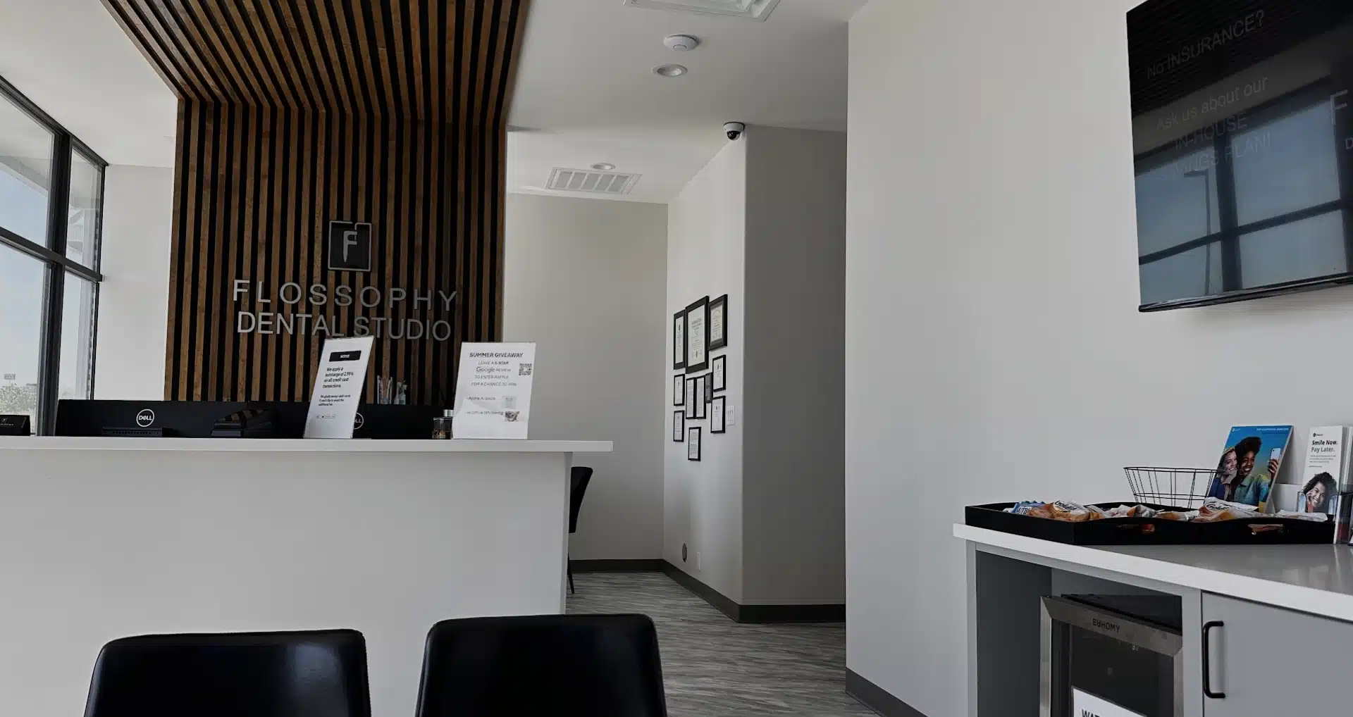flossophy dental studio fort worth dentist reception area landscape view