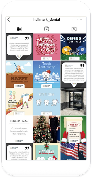 screenshot of the Hallmark Dental Instagram