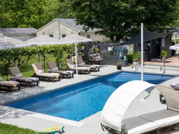 Elevated modern pool with full smart automation