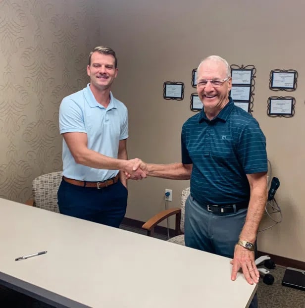 DrGrant Kirk with happy patient at joplin family dental