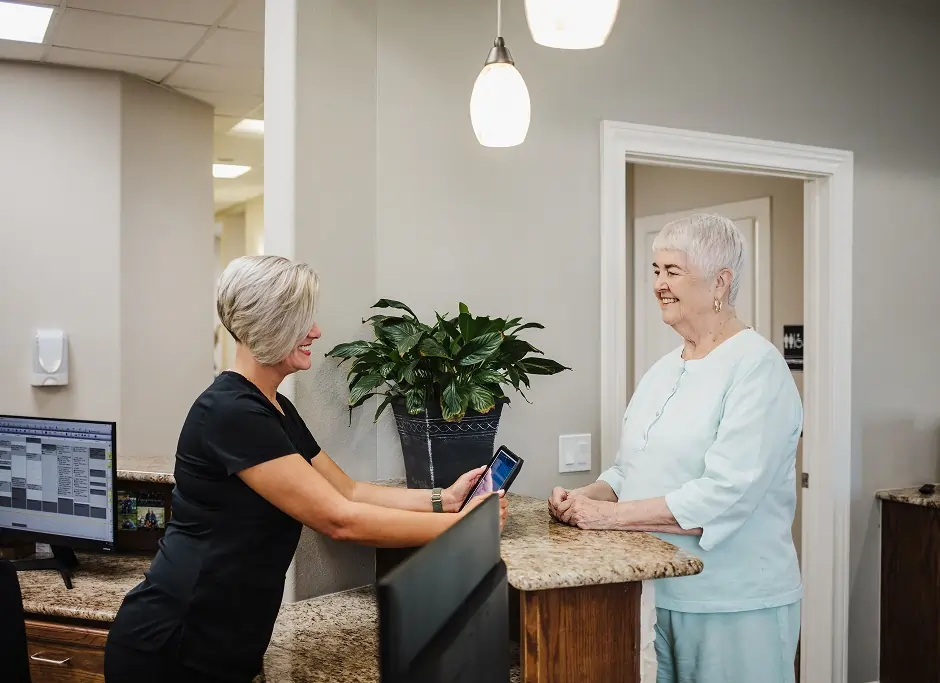 Patient reception area at Katy Smile Design dental office in Katy, Texas