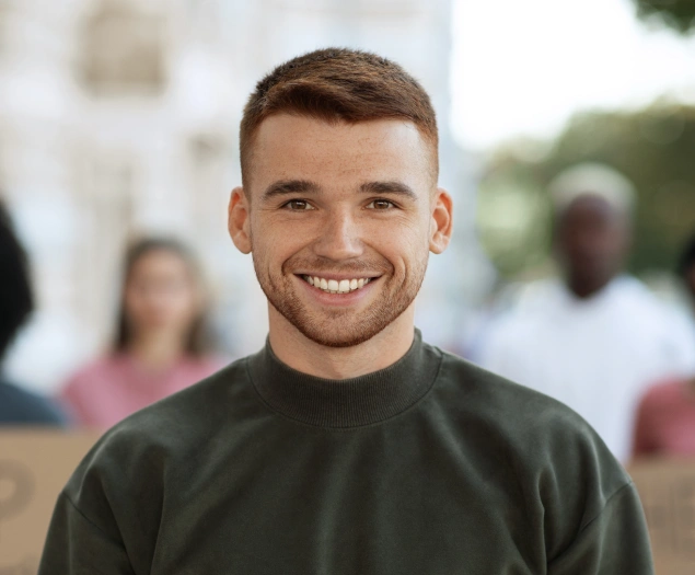 Gentleman smiling after receiving restorative dental care at Lilburn Smile Makers Dental in Lilburn, Georgia