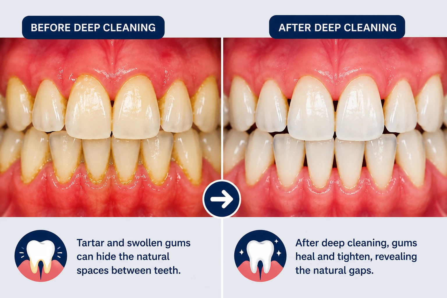 Before and after dental cleaning