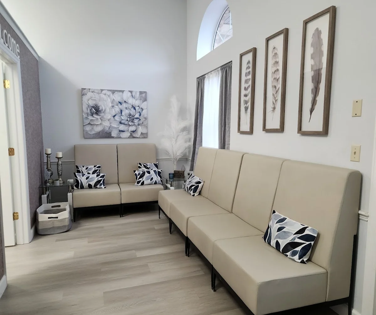 Comfortable waiting area with seating at the Able Dental office in New Port Richey