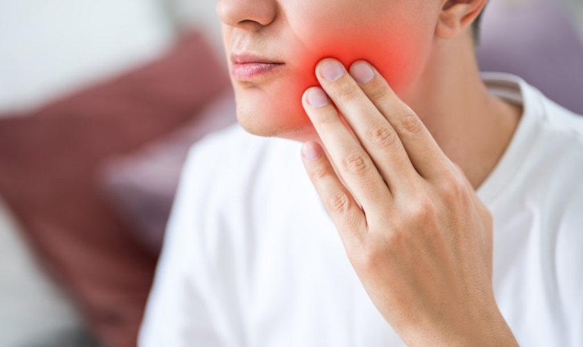Close up of a mouth showing a dental emergency condition