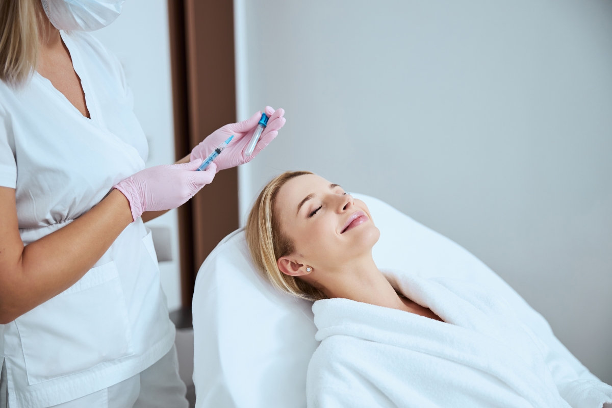 Platelet rich fibrin (PRF) therapy being administered to a dental patient