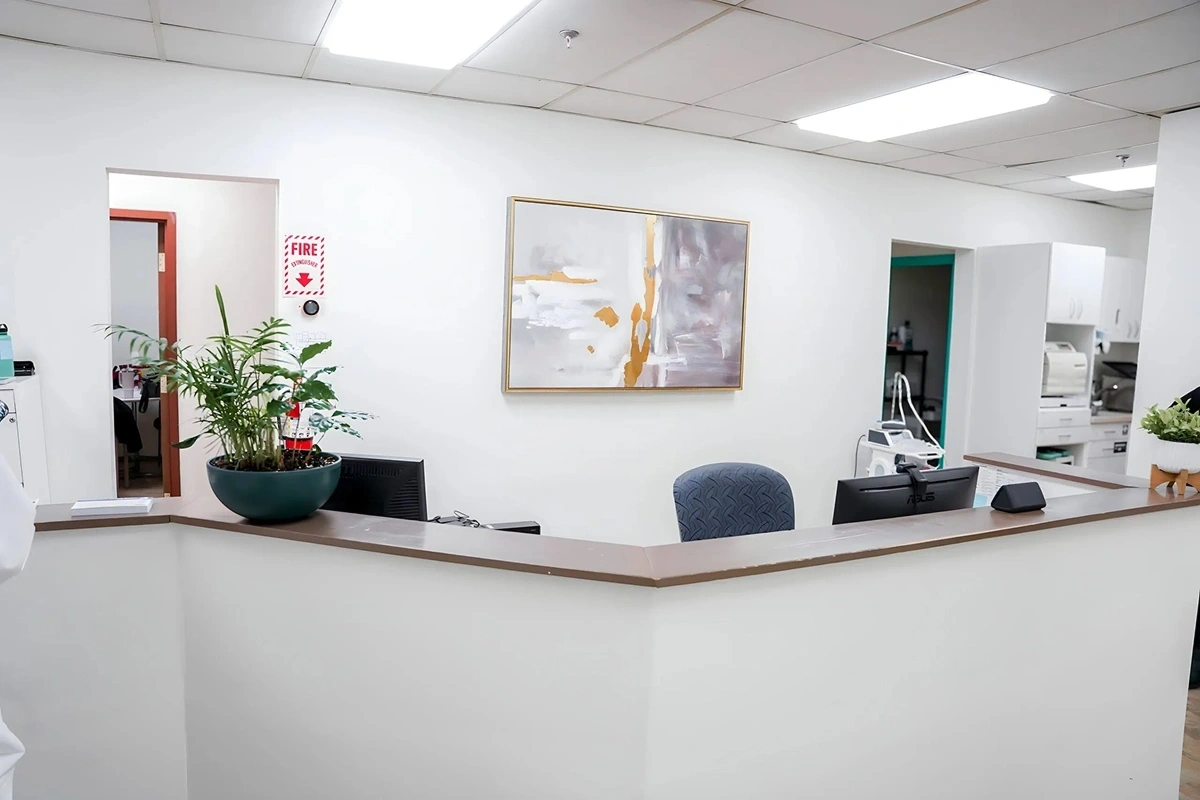 Reception desk and front office area at Rollstone Family Dental