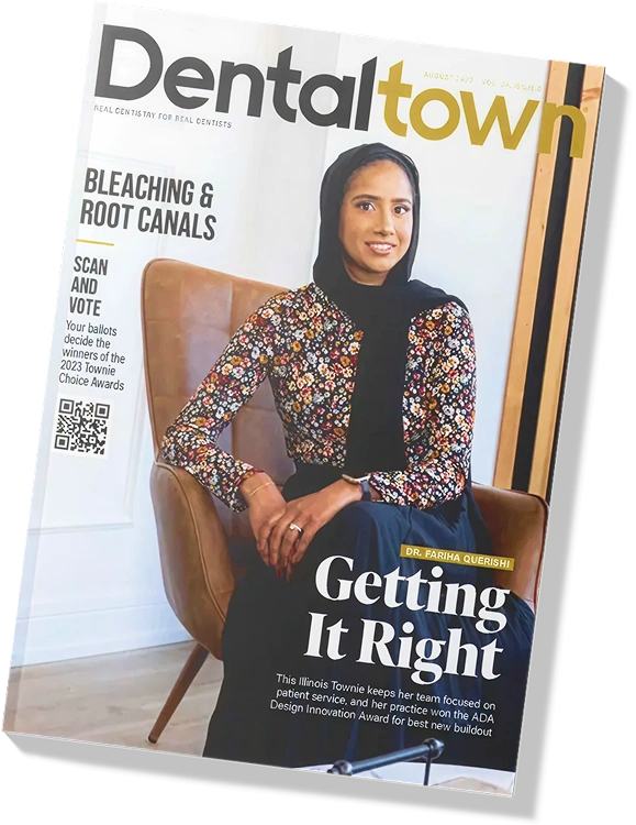 DentalTown magazine cover featuring a dental professional highlighted in a featured article