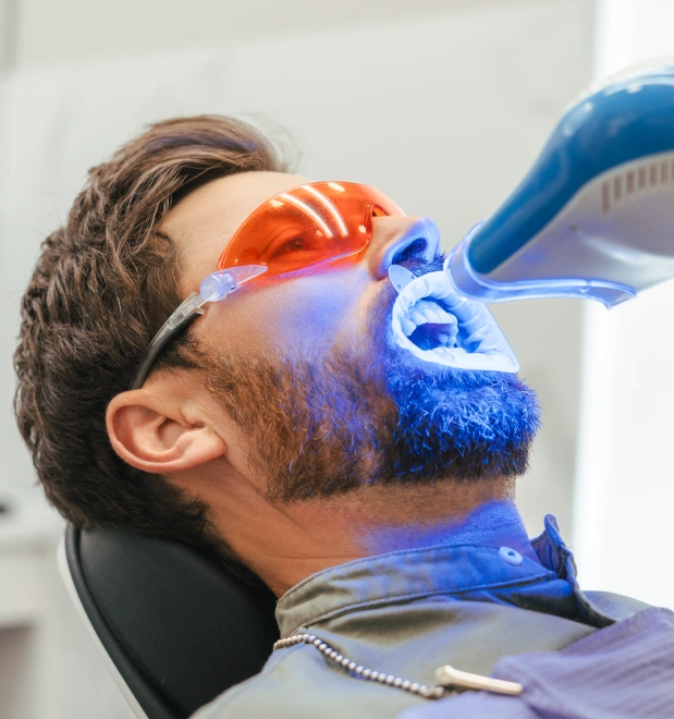 In-office Zoom whitening at Stuyvesant Dental in Manhattan, NYC, enhancing smile brightness safely and quickly.