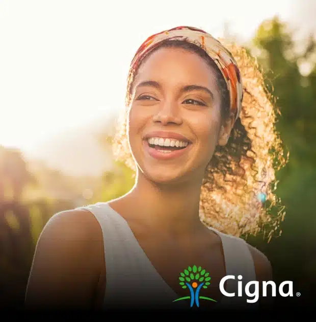 Smiling woman representing Cigna dental insurance accepted at Thrive Family Dentistry