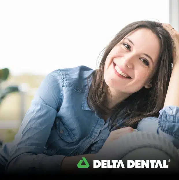 Smiling woman representing Delta Dental insurance accepted at Thrive Family Dentistry