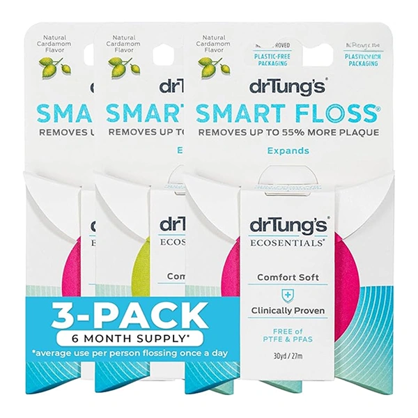DrTung's Smart Floss - Natural Dental Floss, Cardamom Flavor - Pack of 3