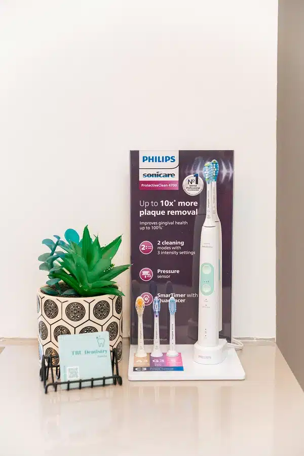 Philips Sonicare toothbrush display in office at TRU Dentistry SoCo in South Austin, TX