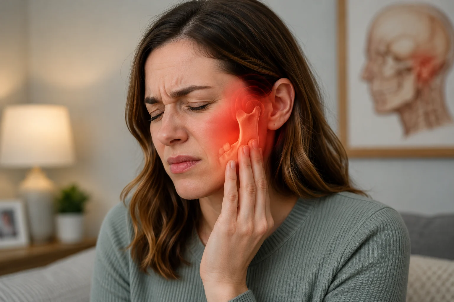Woman with TMJ pain