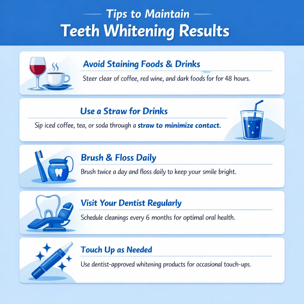 Types of Teeth Whitening Treatments Explained 2 tips to maintain teeth whitening results